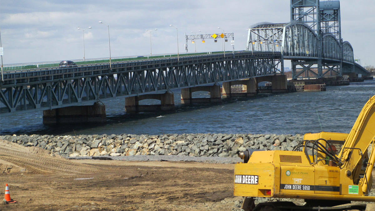 Marine Parkway Bridge Placement of Rip rap Seawall After Sandy
